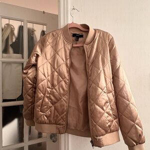 Forever 21 Quilted Gold Bomber Jacket
